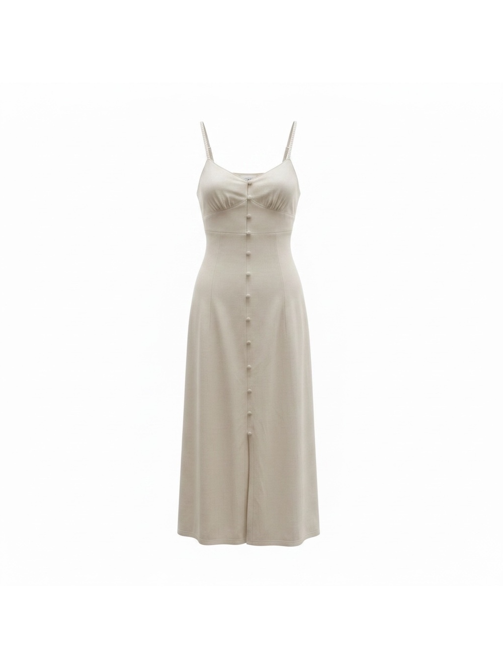 Monteau LA Linen-Blend Button-Down Midi Dress Cream Small EUC - Picture 2 of 6